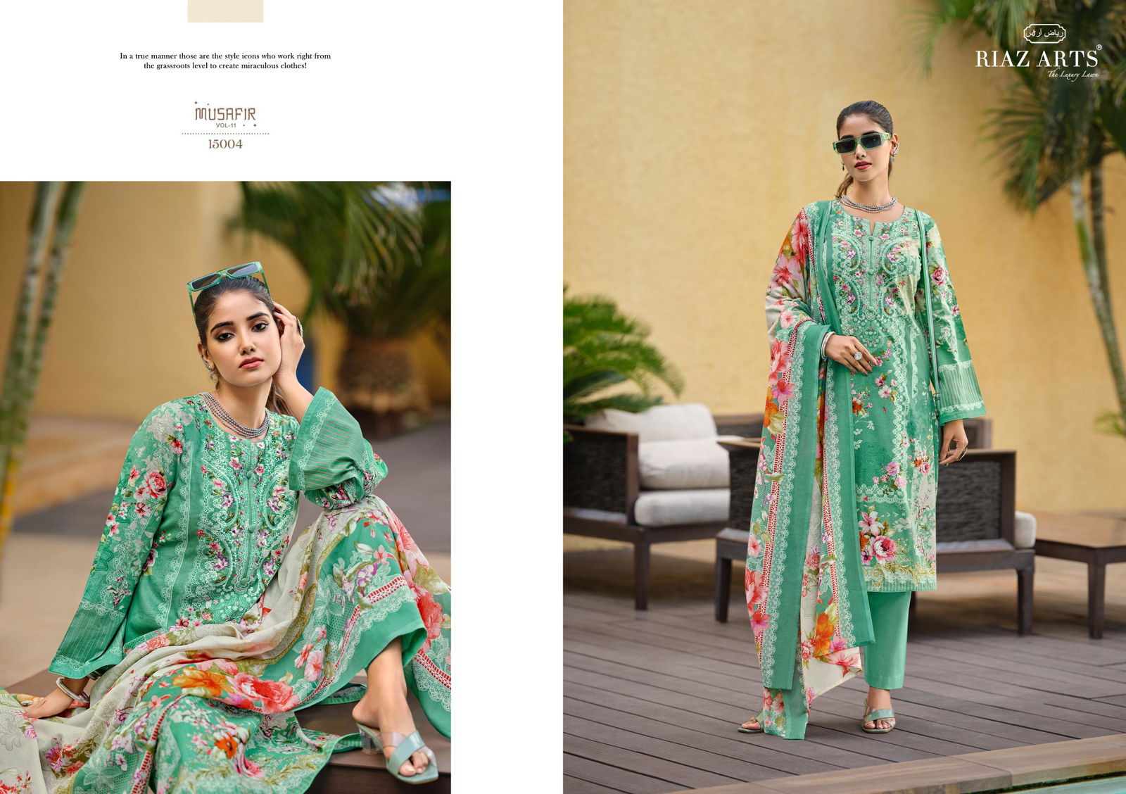 Musafir Vol 11 By Riaz Arts Lawn Digital Printed Dress Material Wholesale Online
